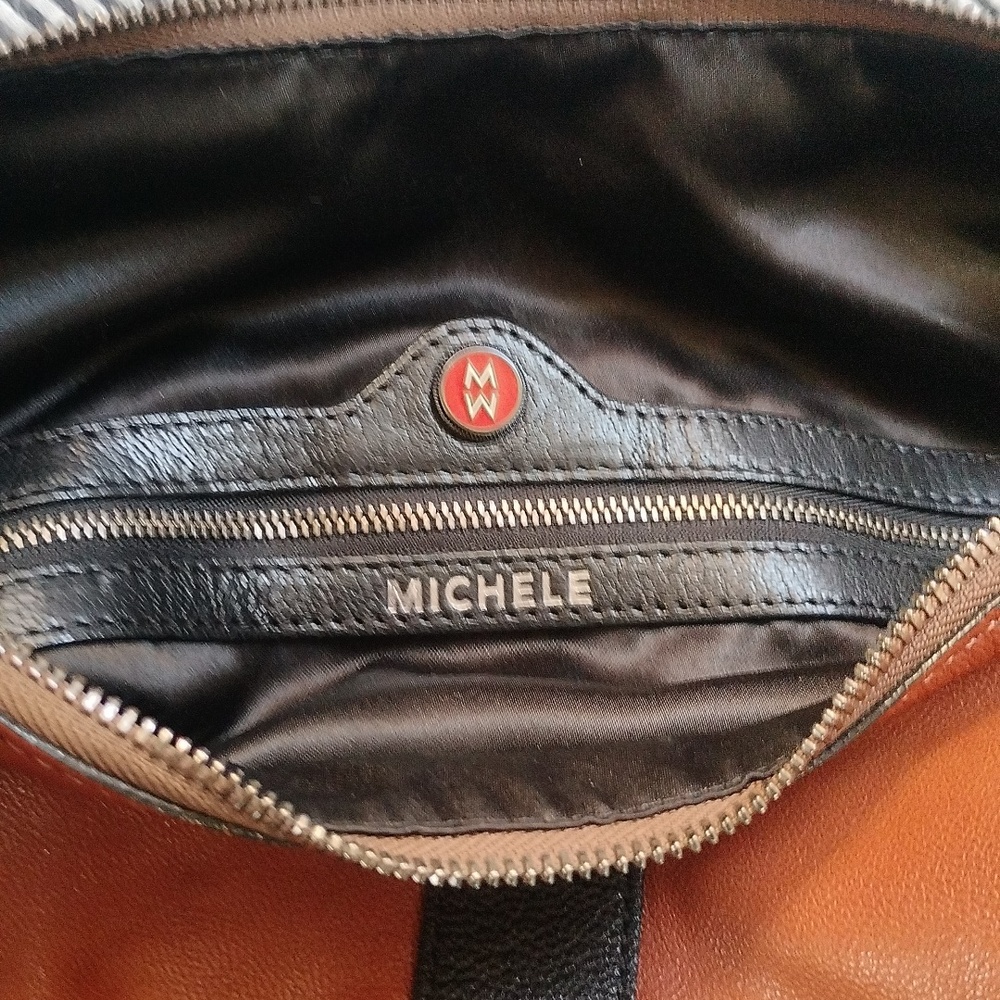 Michele Brown and black leather shoulder bag. BEAUTIFUL! - Picture 15 of 16